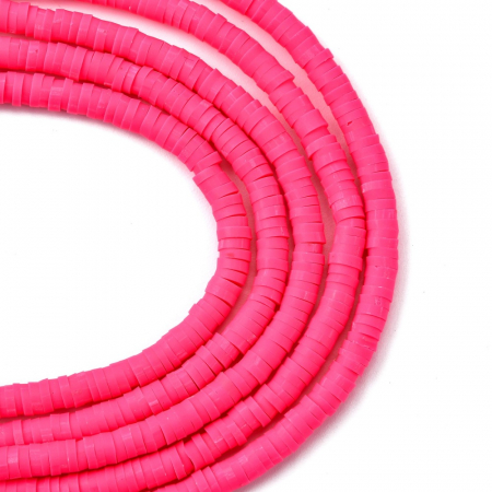 Margele din lut polimeric, handmade, disc, heishi, 4X1 mm, Roz Camel, 1 sir [1]