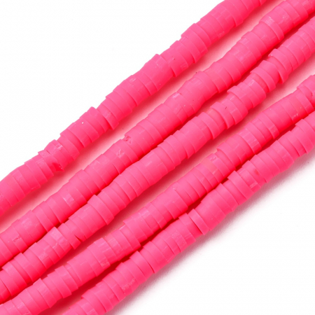 Margele din lut polimeric, handmade, disc, heishi, 4X1 mm, Roz Camel, 1 sir [2]