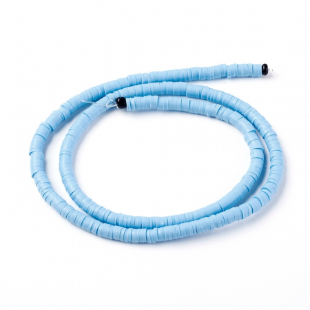 Margele din lut polimeric, handmade, disc, heishi, 4X1 mm,  Light Sky Blue, 1 sir [1]