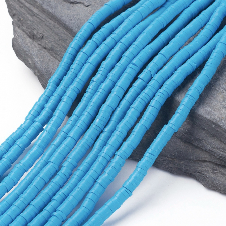 Lut polimeric - Margele din lut polimeric, handmade, disc, heishi, 4X1 mm, Albastru Dodger Blue, 1 sir
