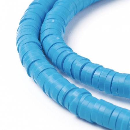 Margele din lut polimeric, handmade, disc, heishi, 4X1 mm, Albastru Dodger Blue, 1 sir [3]