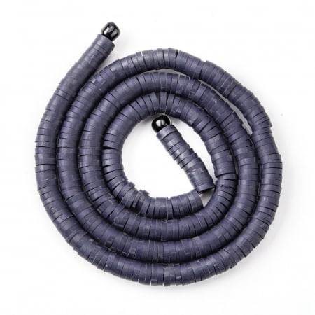 Lut polimeric - Margele din lut polimeric, handmade, disc, heishi, 4X1 mm, Mov inchis, 1 sir