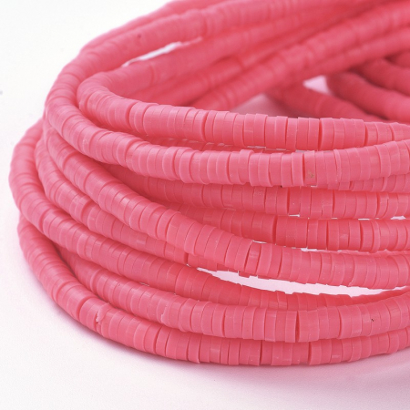 Lut polimeric - Margele din lut polimeric, handmade, disc, heishi, 4X1 mm, Salmon, 1 sir