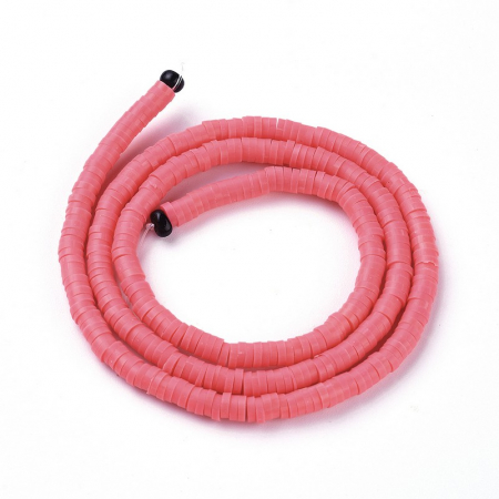 Margele din lut polimeric, handmade, disc, heishi, 4X1 mm, Salmon, 1 sir [1]