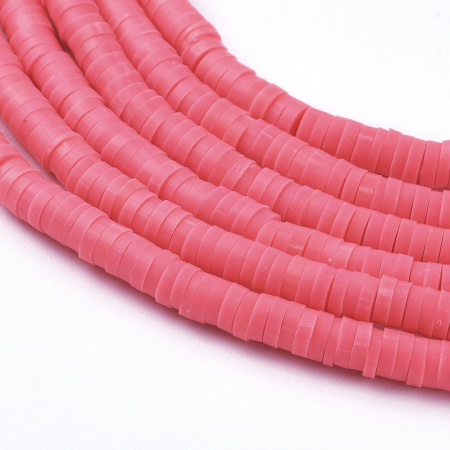 Margele din lut polimeric, handmade, disc, heishi, 4X1 mm, Salmon, 1 sir [2]