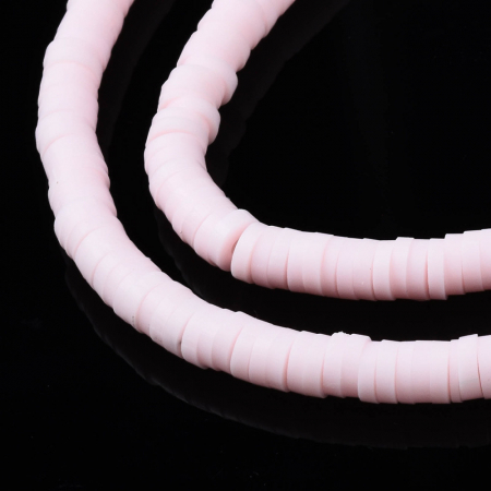 Margele din lut polimeric, handmade, disc, heishi, 4X1 mm, Roz, 1 sir [1]