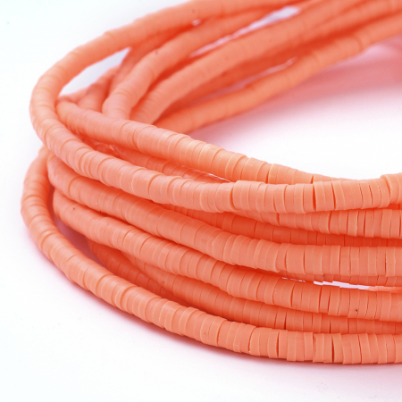 Margele din lut polimeric, handmade, disc, heishi, 4X1 mm, Tomato, 1 sir [3]