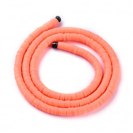 Lut polimeric - Margele din lut polimeric, handmade, disc, heishi, 4X1 mm, Tomato, 1 sir