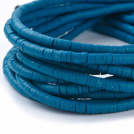 Margele din lut polimeric, handmade, disc, heishi, 4X1 mm,  Steel Blue, 1 sir [1]