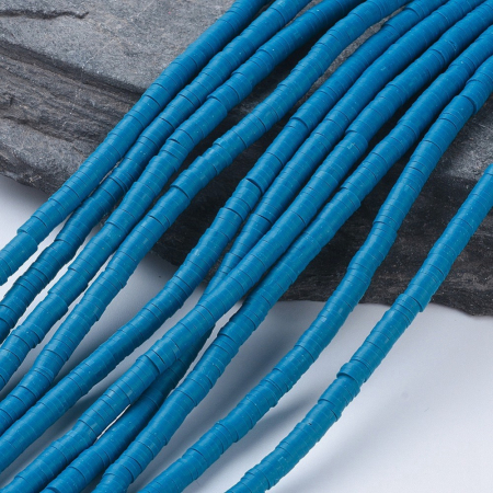 Margele din lut polimeric, handmade, disc, heishi, 4X1 mm,  Steel Blue, 1 sir [3]