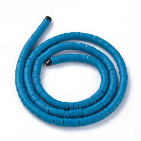 Margele din lut polimeric, handmade, disc, heishi, 4X1 mm,  Steel Blue, 1 sir [2]