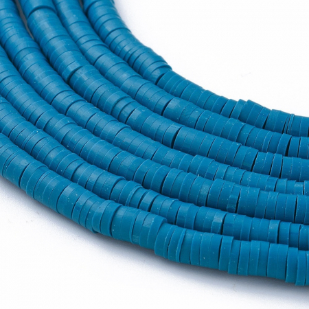 Lut polimeric - Margele din lut polimeric, handmade, disc, heishi, 4X1 mm,  Steel Blue, 1 sir