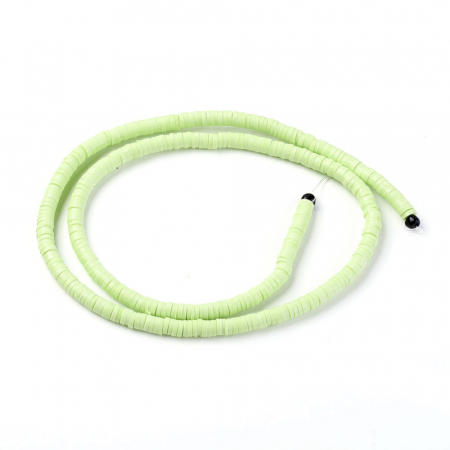 Margele din lut polimeric, handmade, disc, heishi, 4X1 mm,  Verde Deschis, 1 sir [3]