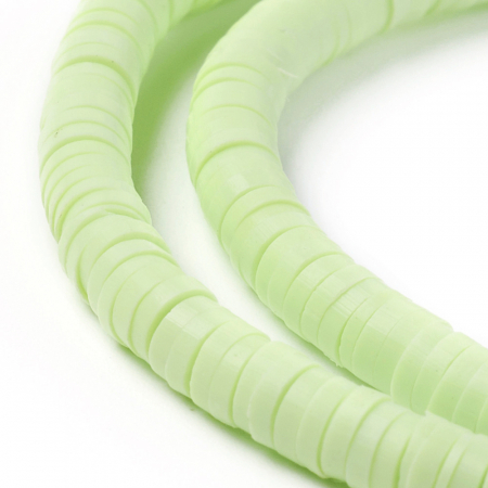 Margele din lut polimeric, handmade, disc, heishi, 4X1 mm,  Verde Deschis, 1 sir [1]