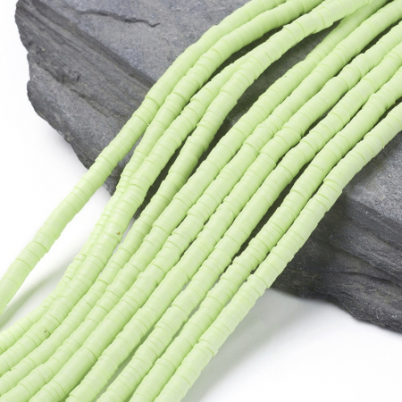 Lut polimeric - Margele din lut polimeric, handmade, disc, heishi, 4X1 mm,  Verde Deschis, 1 sir