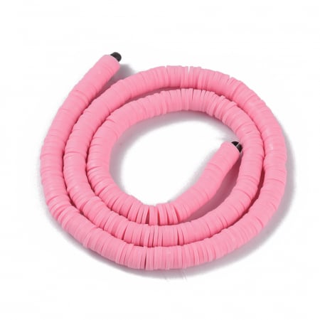 Margele din lut polimeric, handmade, disc, heishi, 6X1 mm, flamingo 1 sir [1]