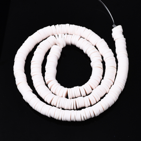 Margele din lut polimeric, handmade, disc, heishi, 6X1 mm, Seashell, 1 sir [2]
