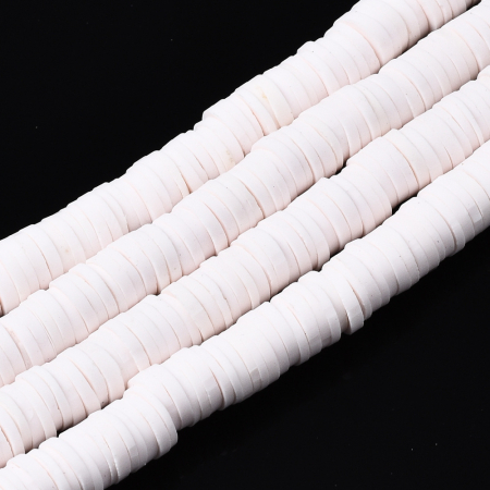 Lut polimeric - Margele din lut polimeric, handmade, disc, heishi, 6X1 mm, Seashell, 1 sir