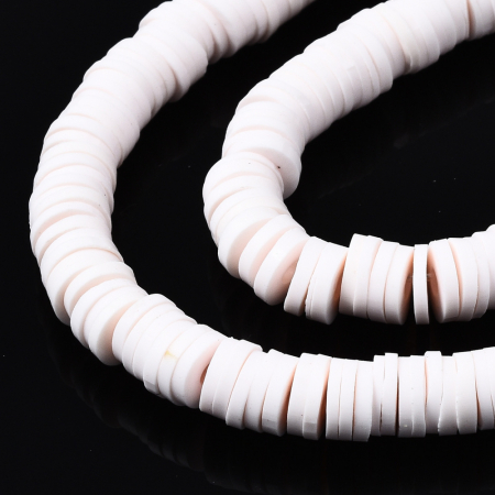 Margele din lut polimeric, handmade, disc, heishi, 6X1 mm, Seashell, 1 sir [1]