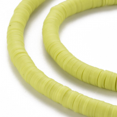 Margele din lut polimeric, handmade, disc, heishi, 6X1 mm, Green Yellow, 1 sir [2]