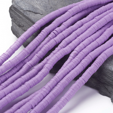 Lut polimeric - Margele din lut polimeric, handmade, disc, heishi, 6X1 mm, medium orchid, 1 sir