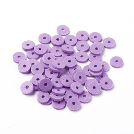 Margele din lut polimeric, handmade, disc, heishi, 6X1 mm, medium orchid, 1 sir [3]