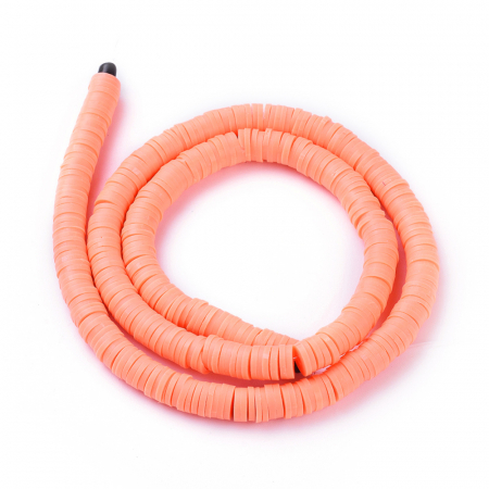Margele din lut polimeric, handmade, disc, heishi, 6X1 mm, tomato 1 sir [3]