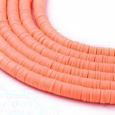 Margele din lut polimeric, handmade, disc, heishi, 6X1 mm, tomato 1 sir [1]