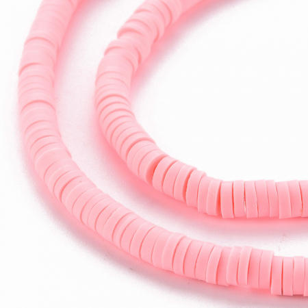Lut polimeric - Margele din lut polimeric, handmade, disc, heishi, 4X1 mm, roz Misty Rose, 1 sir