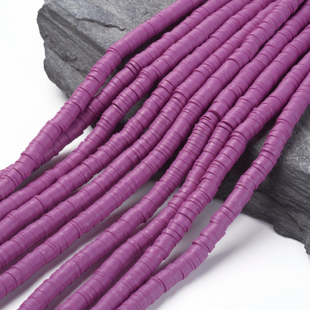 Margele din lut polimeric, handmade, disc, heishi, 6X1 mm, medium orchid, 1 sir [3]
