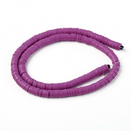 Lut polimeric - Margele din lut polimeric, handmade, disc, heishi, 6X1 mm, medium orchid, 1 sir