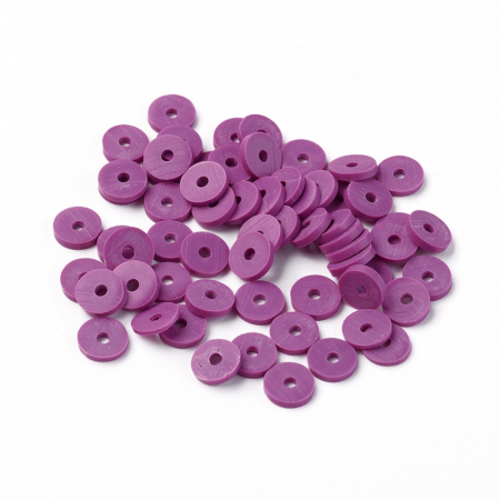Margele din lut polimeric, handmade, disc, heishi, 6X1 mm, medium orchid, 1 sir [1]