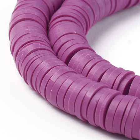 Margele din lut polimeric, handmade, disc, heishi, 6X1 mm, medium orchid, 1 sir [2]