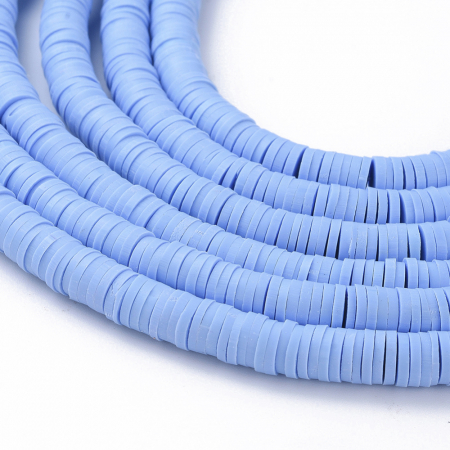 Lut polimeric - Margele din lut polimeric, handmade, disc, heishi, 6X1 mm, cornflower blue, 1 sir