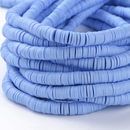 Margele din lut polimeric, handmade, disc, heishi, 6X1 mm, cornflower blue, 1 sir [1]
