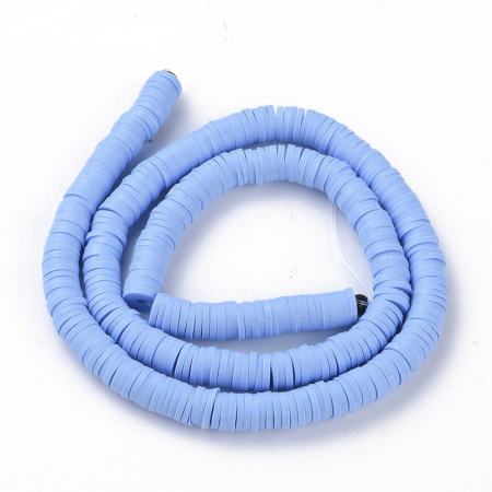 Margele din lut polimeric, handmade, disc, heishi, 6X1 mm, cornflower blue, 1 sir [2]