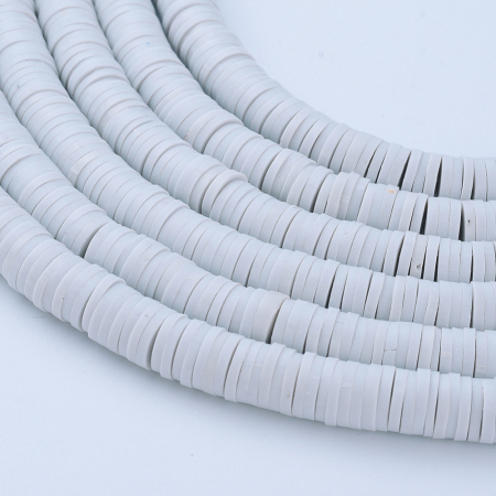 Margele din lut polimeric, handmade, disc, heishi, 6X1 mm, gri deschis, 1 sir [3]