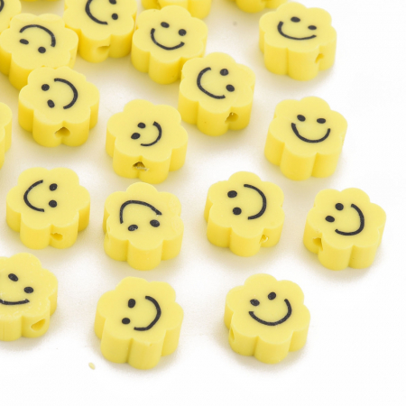 Margele din lut polimeric, floare emoticon galbena 9 mm [1]
