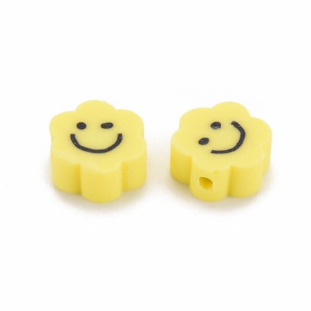 Lut polimeric - Margele din lut polimeric, floare emoticon galbena 9 mm