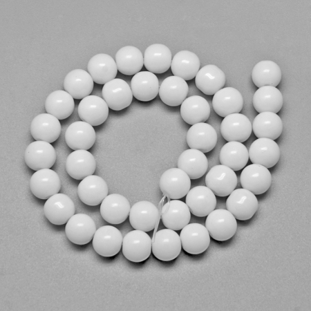 Margele - Margele din sticla albe, imitatie de jad, rotunde 6 mm, 1 bucata