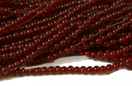 Margele - Margele din sticla, rosu transparent, rotunde 4 mm- 10 bucati
