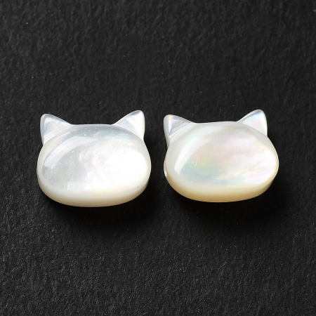 Perle de cultura - Margele cap de pisica din sidef natural 6X7X3 mm, alb, 1 bucata