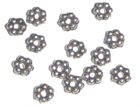 Margele metalice - Margele metal spacer argintii antichizati rondele cu detalii