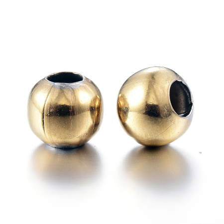 Mărgele rotunde goale din inox 304, placate cu aur 18K prin Ion Plating, 4 mm, orificiu 1.5 mm [1]