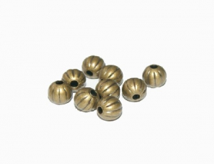 Margele metalice - Margele placate cu aur antichizat - rotunde, cu detalii 3 mm - 1 buc