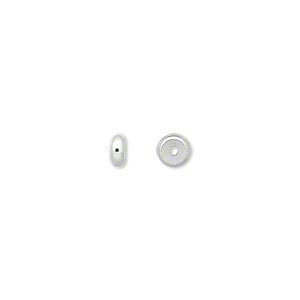 Margele metalice - Margele rondele, alama placata cu argint, 4X2 mm, 1 bucata