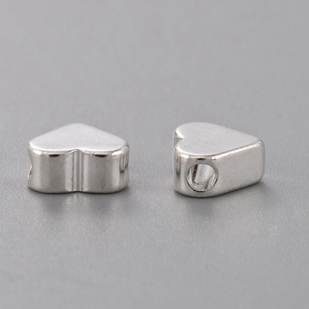 Margele spacer inimioara din alama placata cu argint 925, 6x7x3 mm, 1 buc [1]
