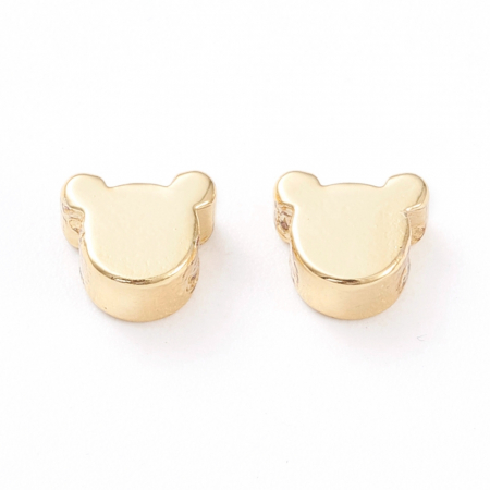 Margele cu design - Margele spacer cap de urs, alama placata cu aur, 5X6 mm, 1 buc