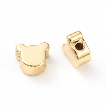 Margele spacer cap de urs, alama placata cu aur, 5X6 mm, 1 buc [2]
