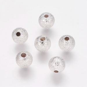 Margele stardust din alama argintie, rotunde, 6 mm - 1 bucata [1]